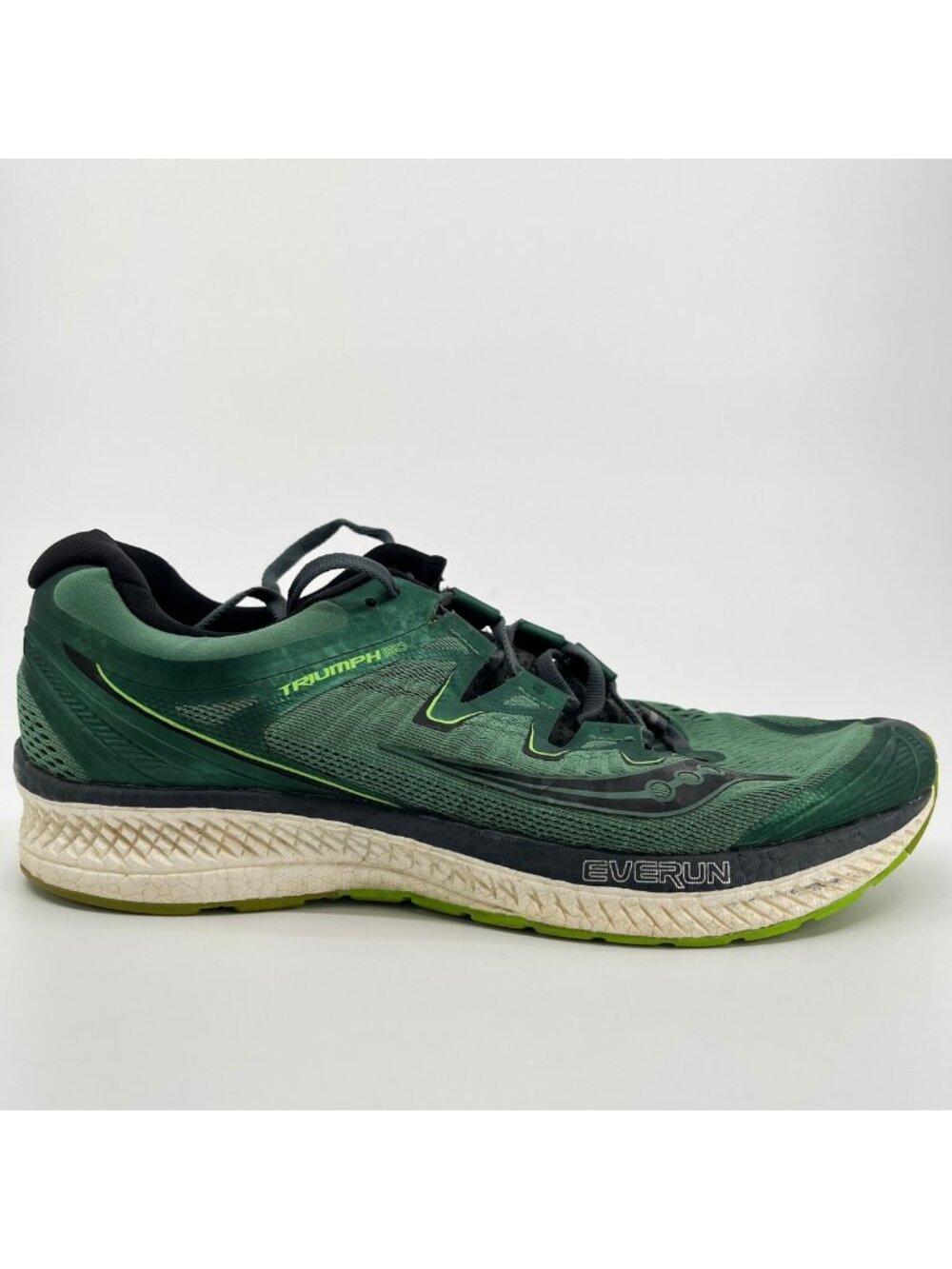 Saucony Triumph ISO 4 Mens Size 9 Green Black Athletic Running Shoes Sneakers
